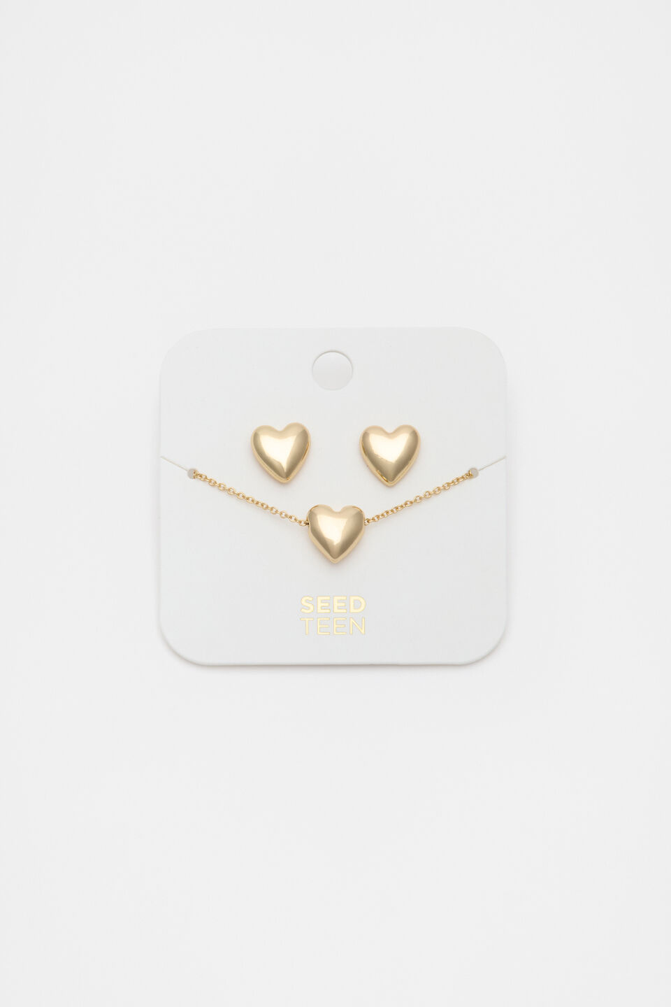 Heart Necklace and Earring Set  Gold