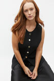 Crepe Rib Button Down Vest  Black  hi-res
