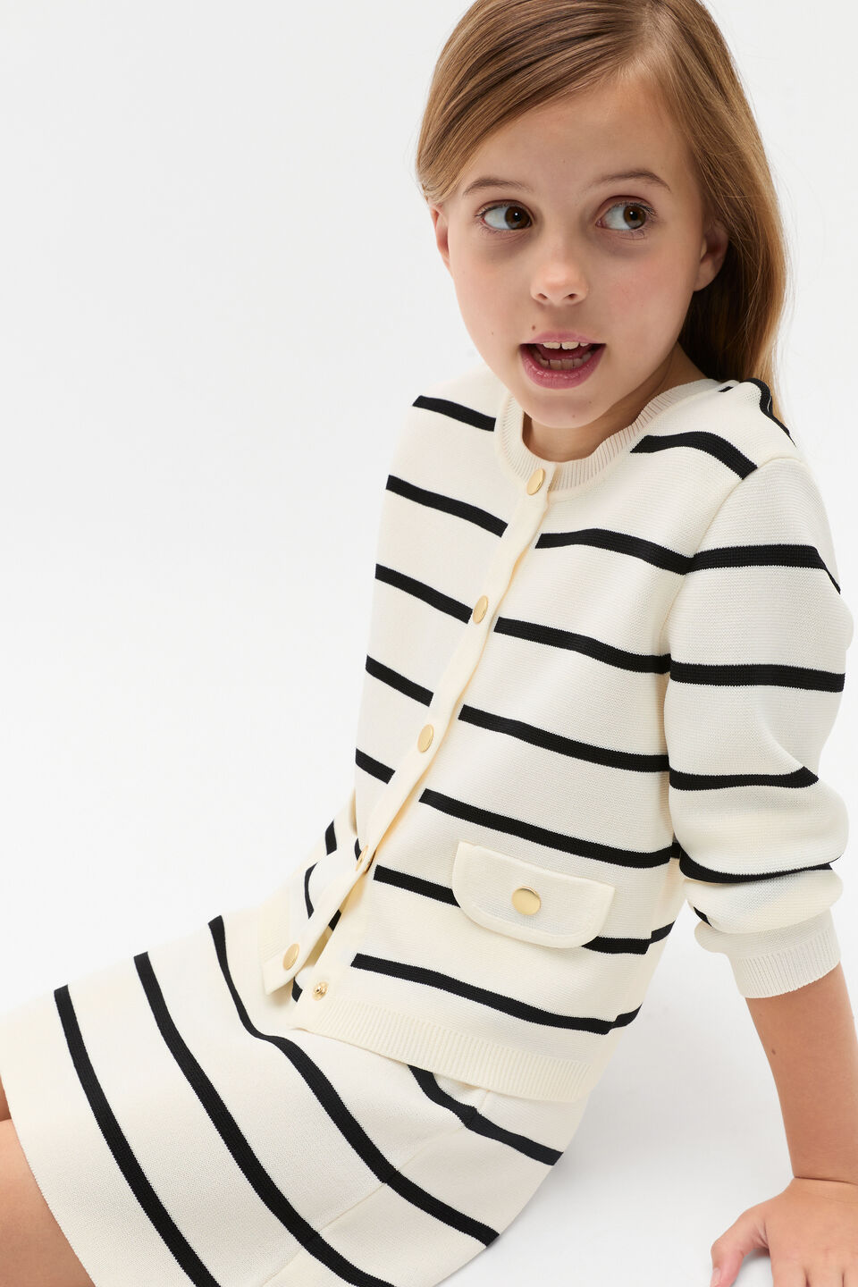 Stripe Knit Cardigan  Classic Cream