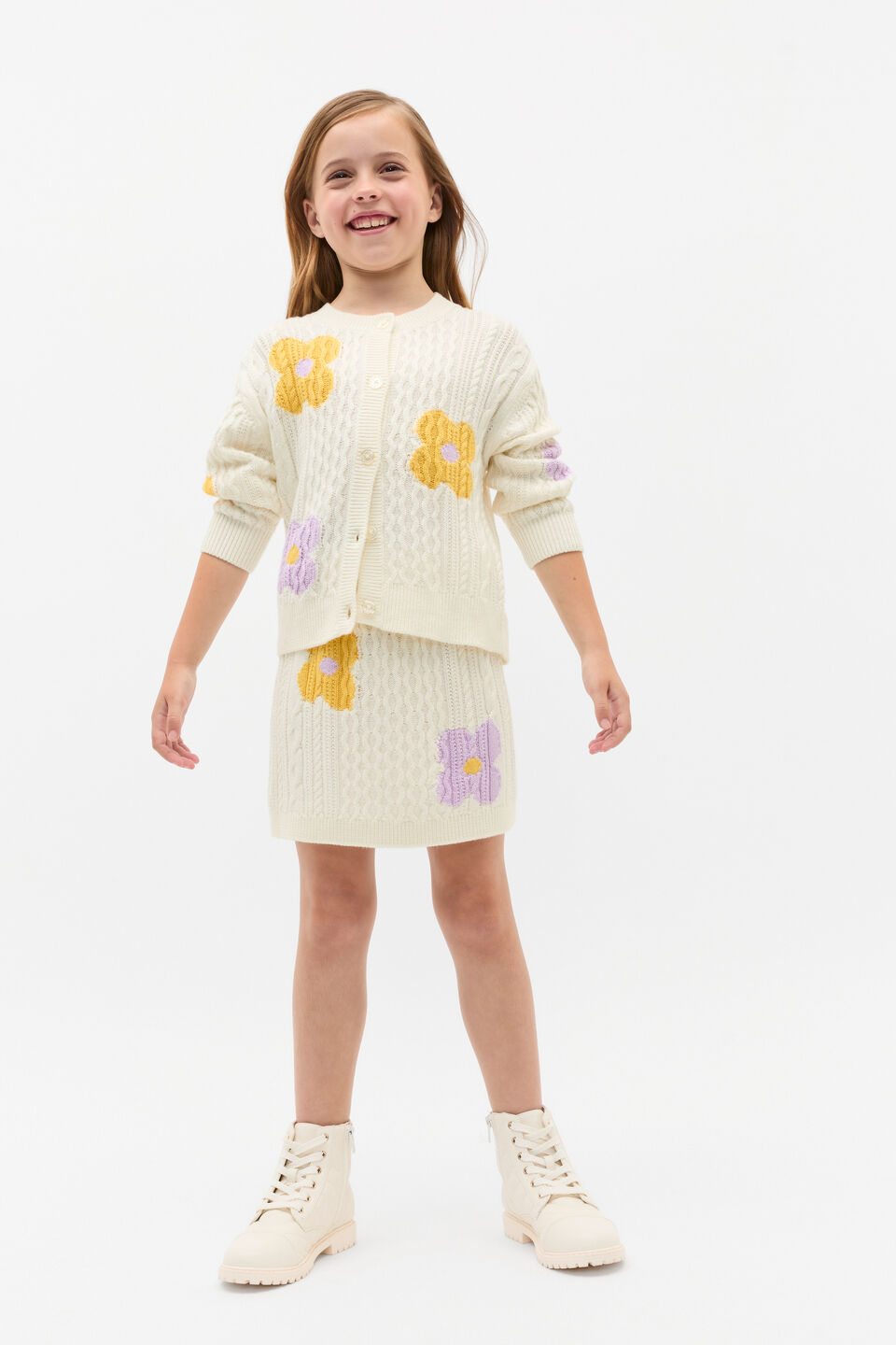 Flower Cable Skirt  Classic Cream