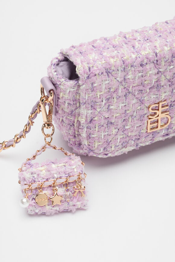 Mini Tweed Bag Charm  Soft Lilac  hi-res