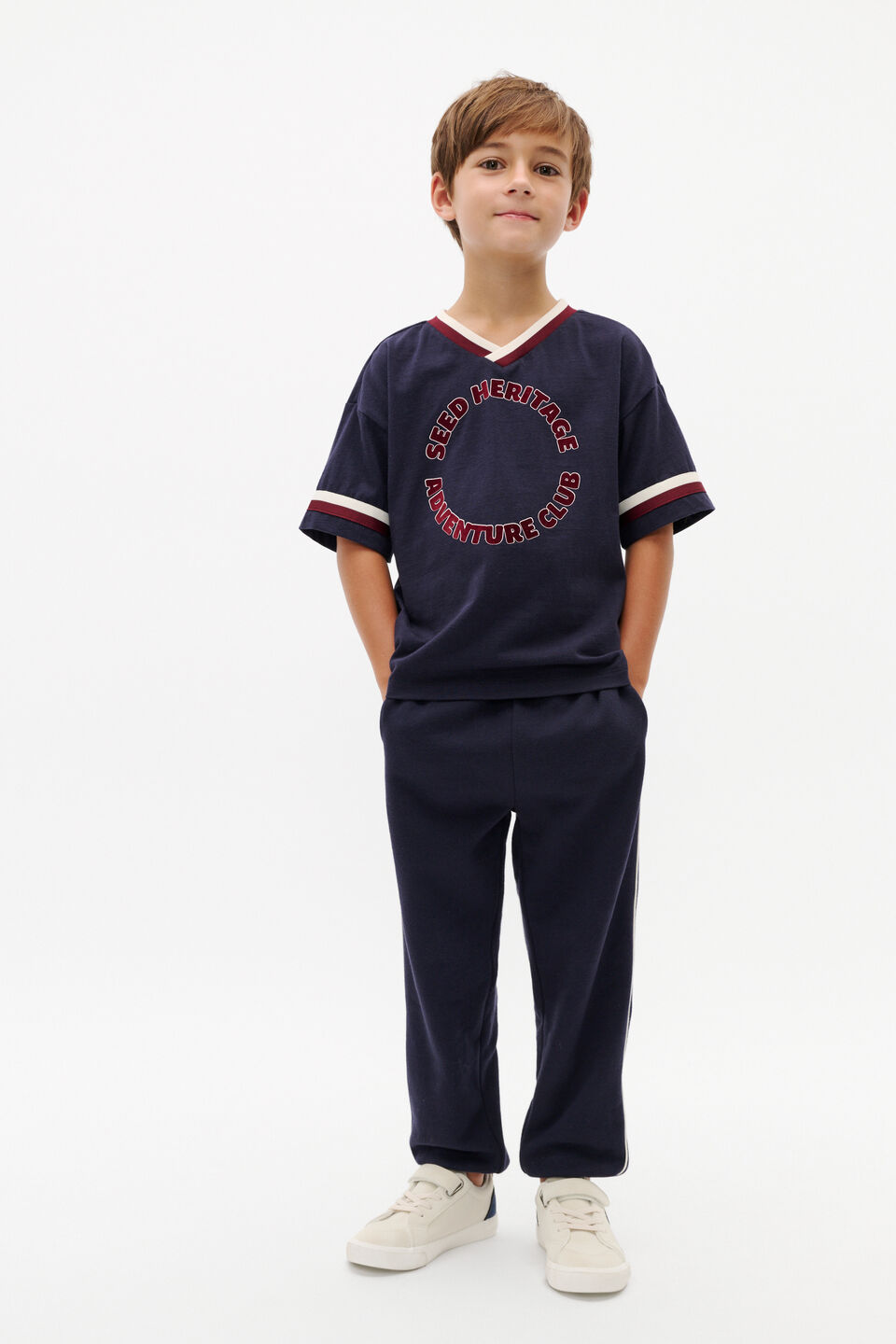 Oversized V Neck Tee  Midnight Blue