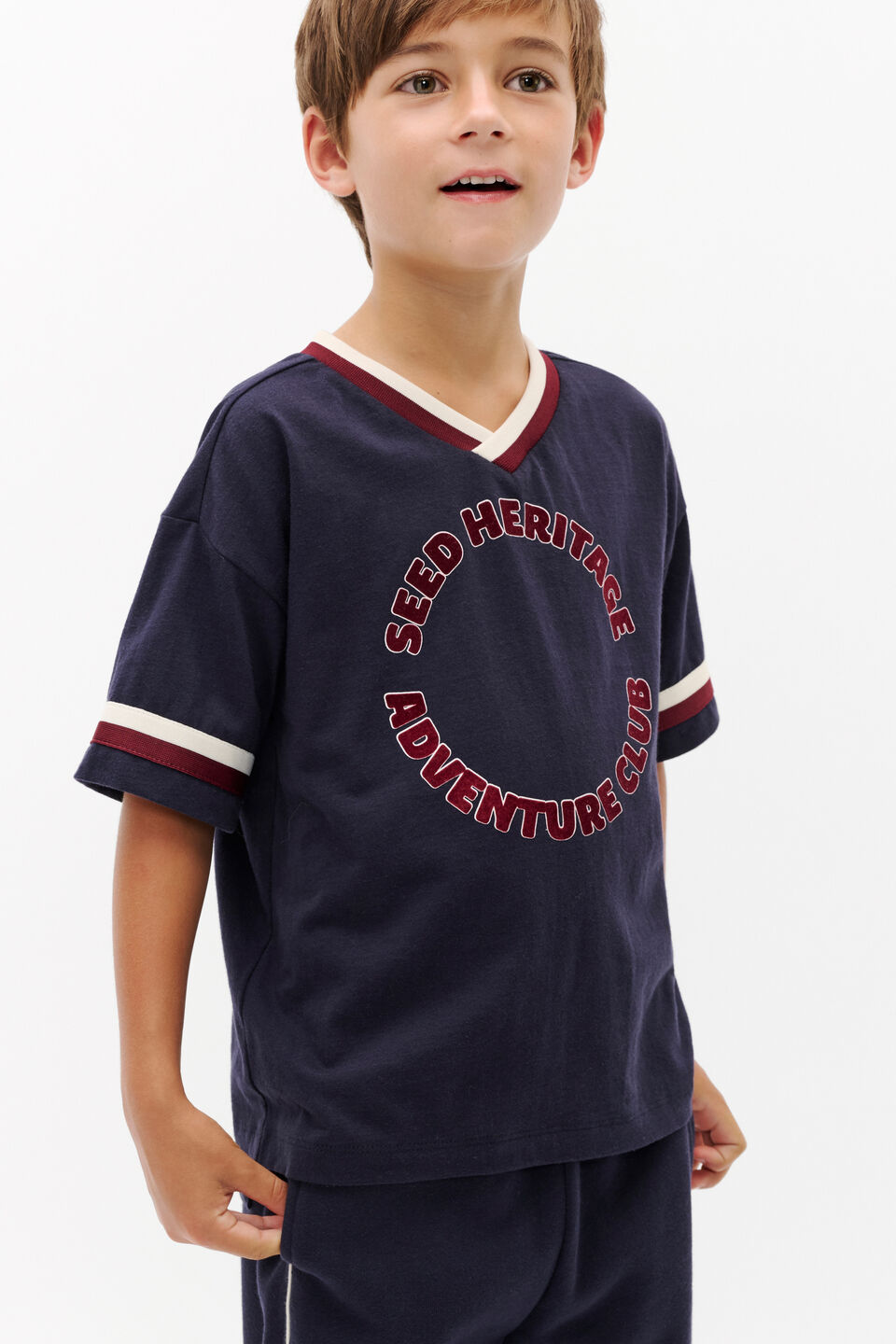 Oversized V Neck Tee  Midnight Blue