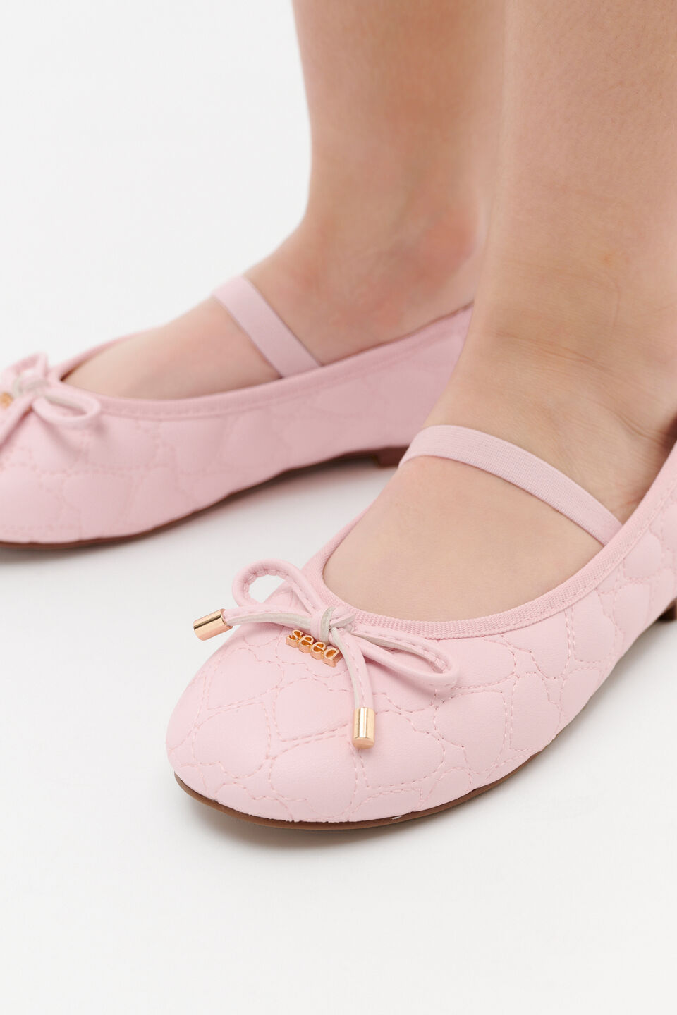 Embroidered Heart Ballet  Rose Petal