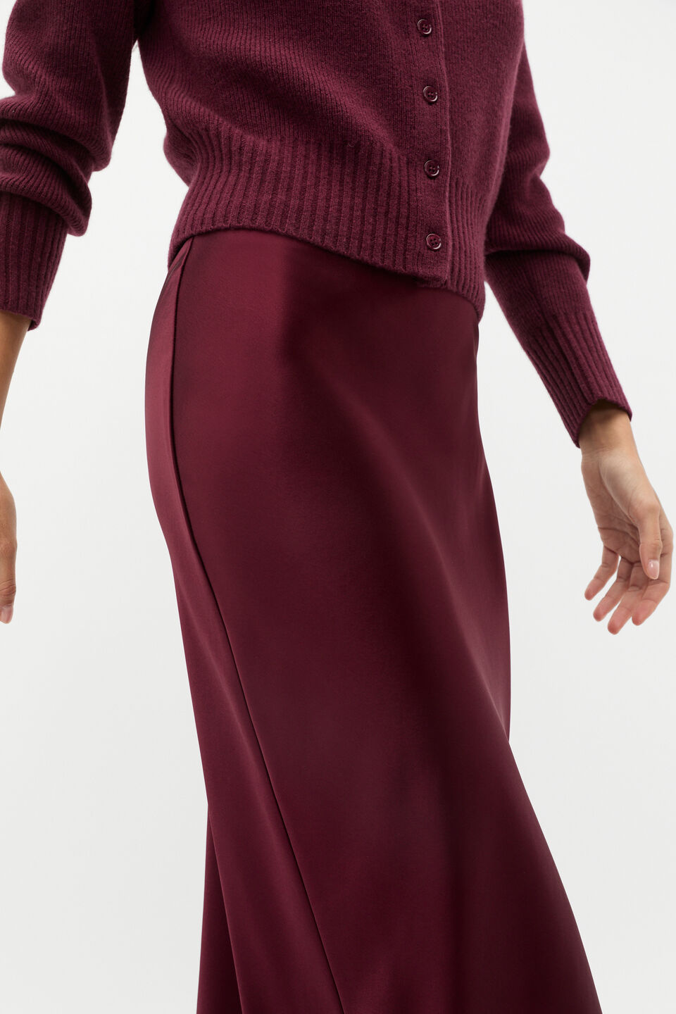 Satin Slip Skirt  Plum Red