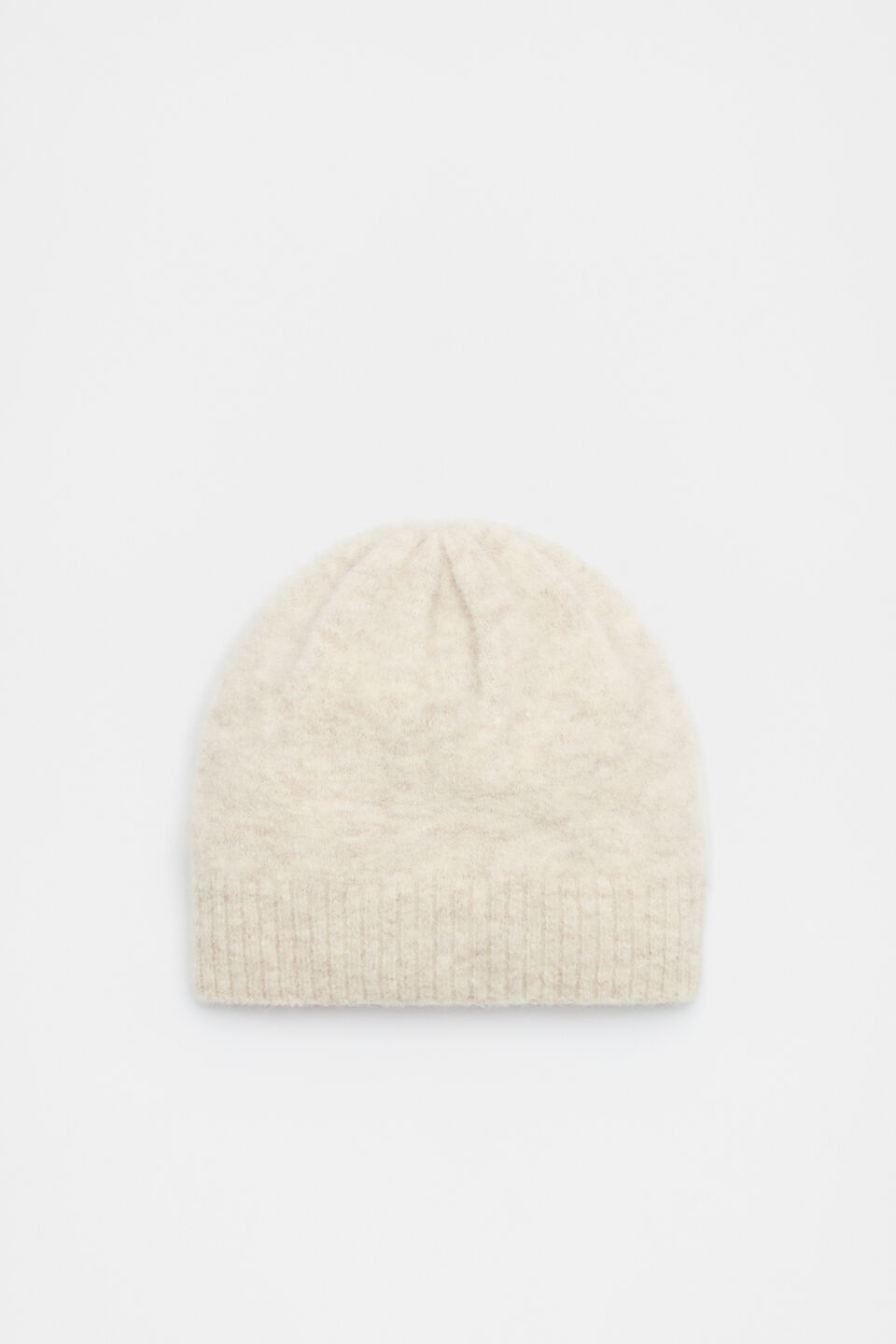 Fluffy Textured Beanie  Oat Marle