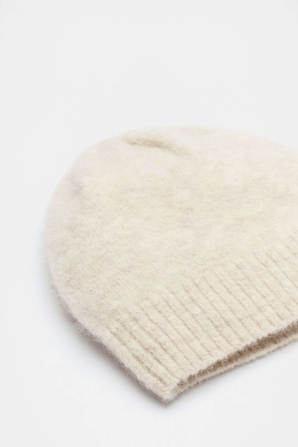 Fluffy Textured Beanie  Oat Marle