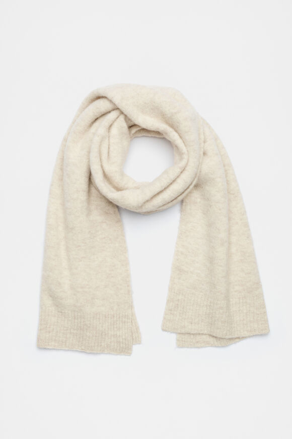 Fluffy Textured Scarf  Oat Marle  hi-res