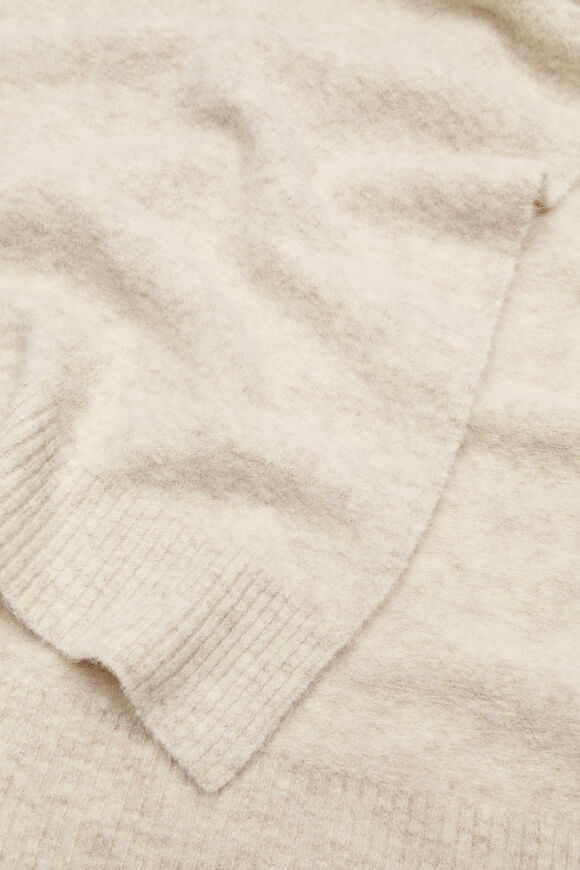 Fluffy Textured Scarf  Oat Marle  hi-res