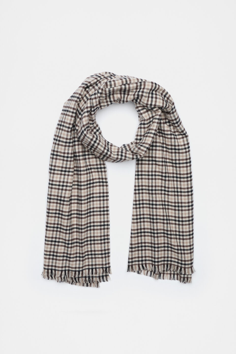 Multi Check Scarf  Dark Espresso