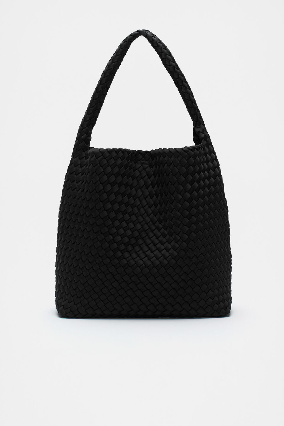 Woven Textured Tote  Black