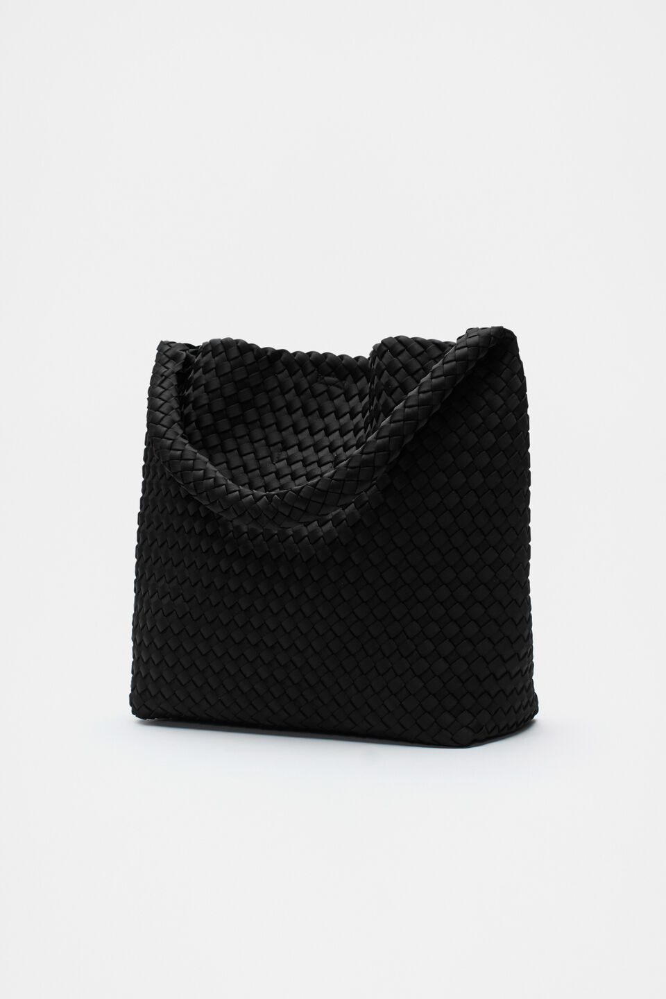 Woven Textured Tote  Black