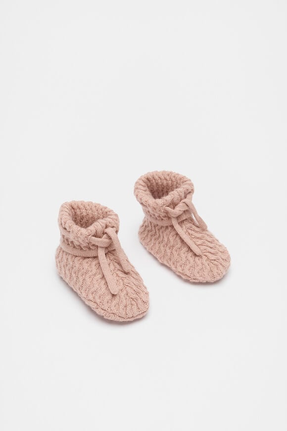 Cable Knit Booties  Blush Pink  hi-res