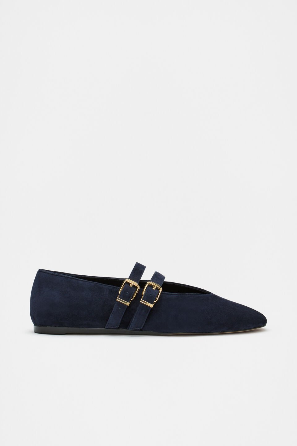 Astrid Suede Double Strap Ballet Flat  Twilight Blue Suede