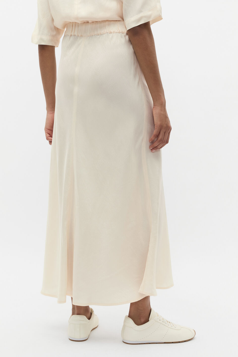 Crinkle Satin Skirt  Coconut Cream