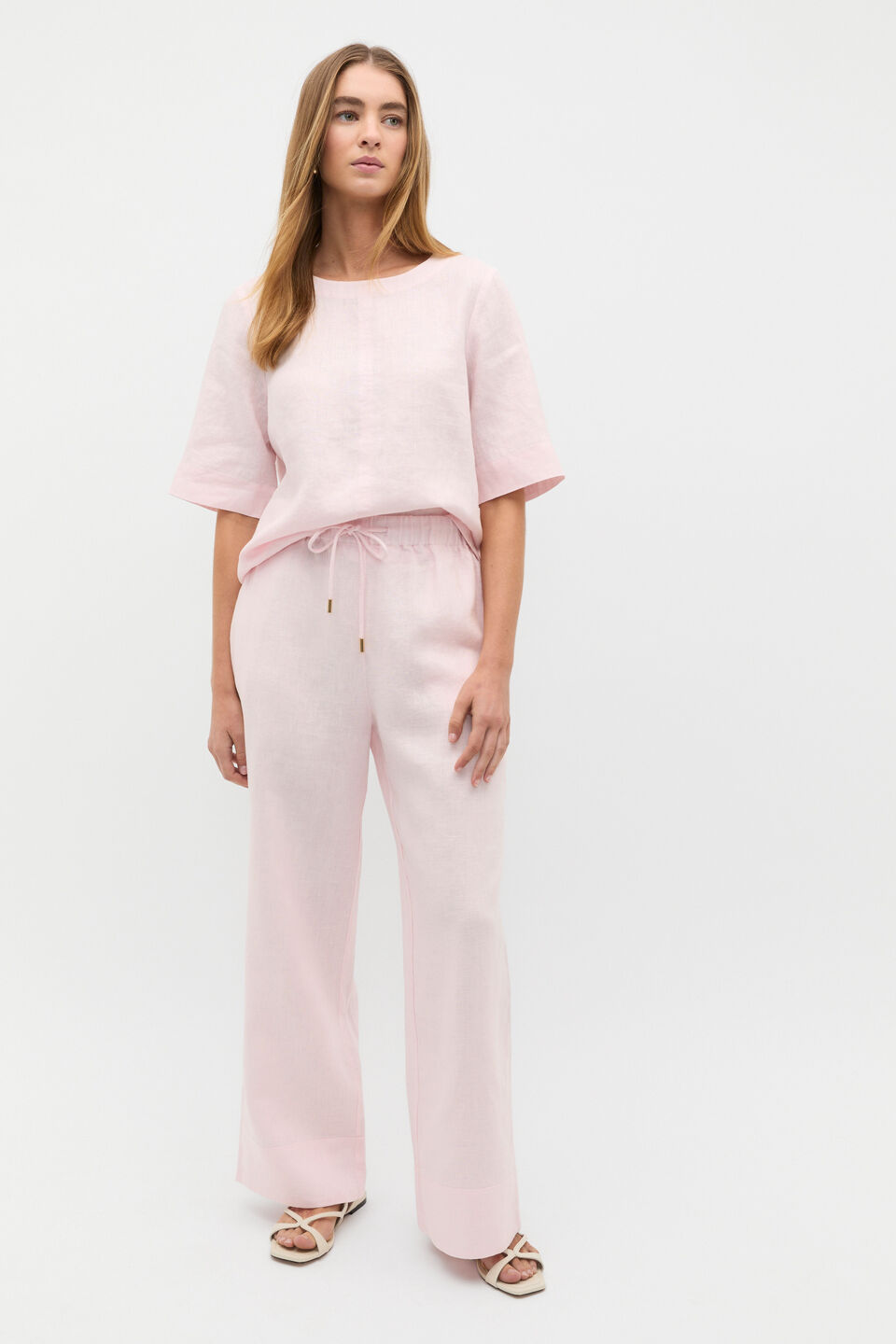 Core Linen Casual Tie Pant  Primrose