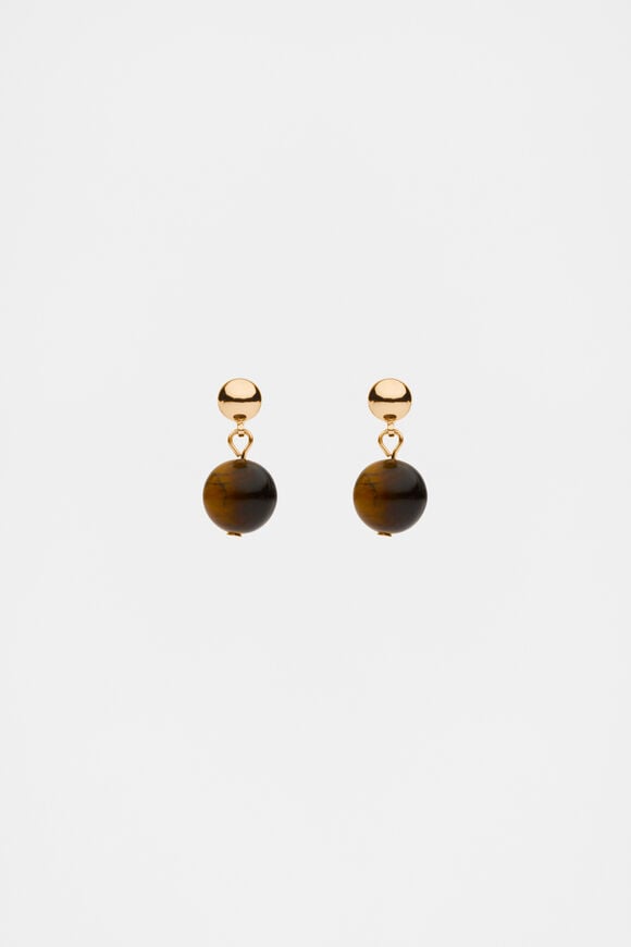 Stone Round Drop Earring  Gold  hi-res