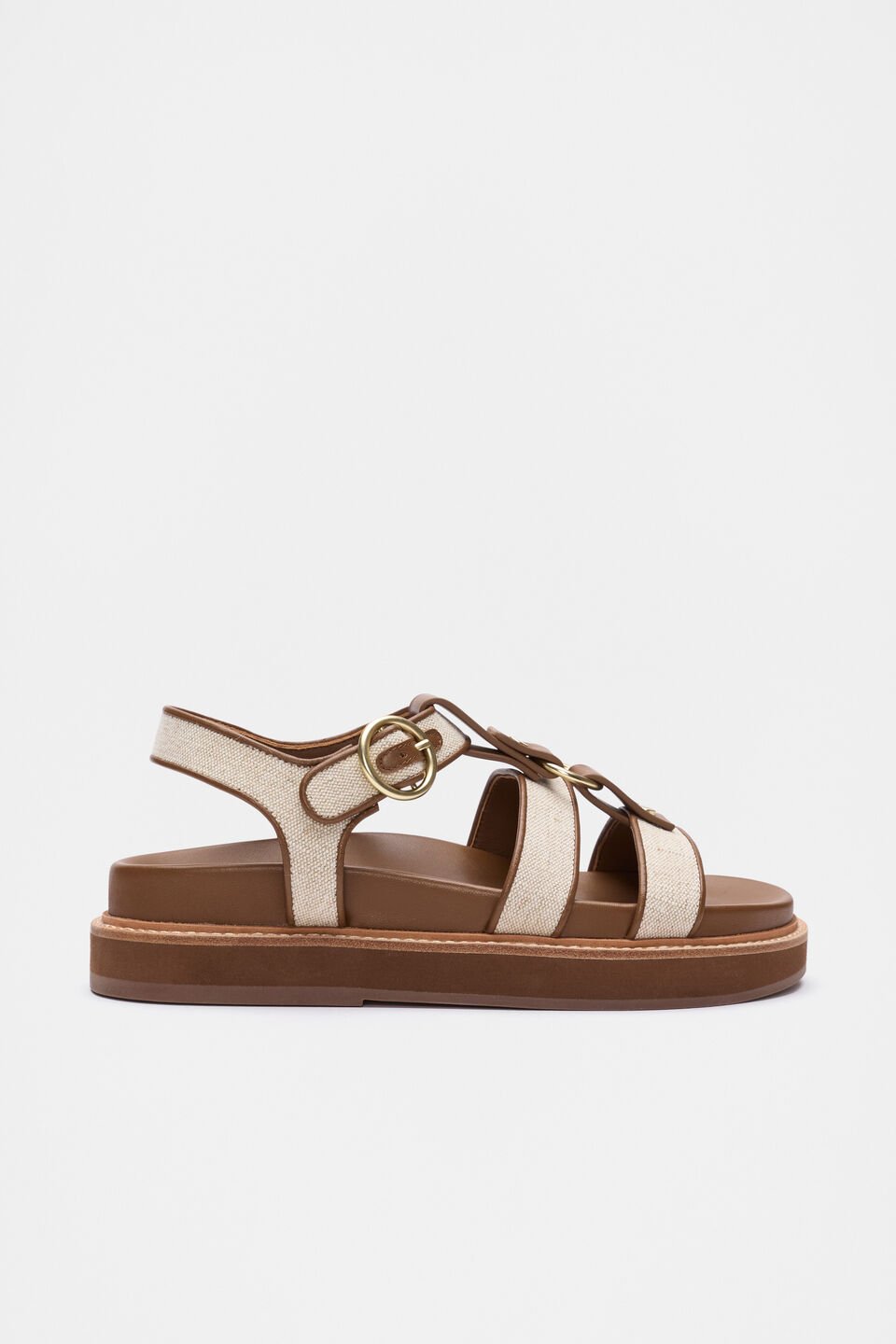 Callie Woven Caged Sandal  Deep Tan