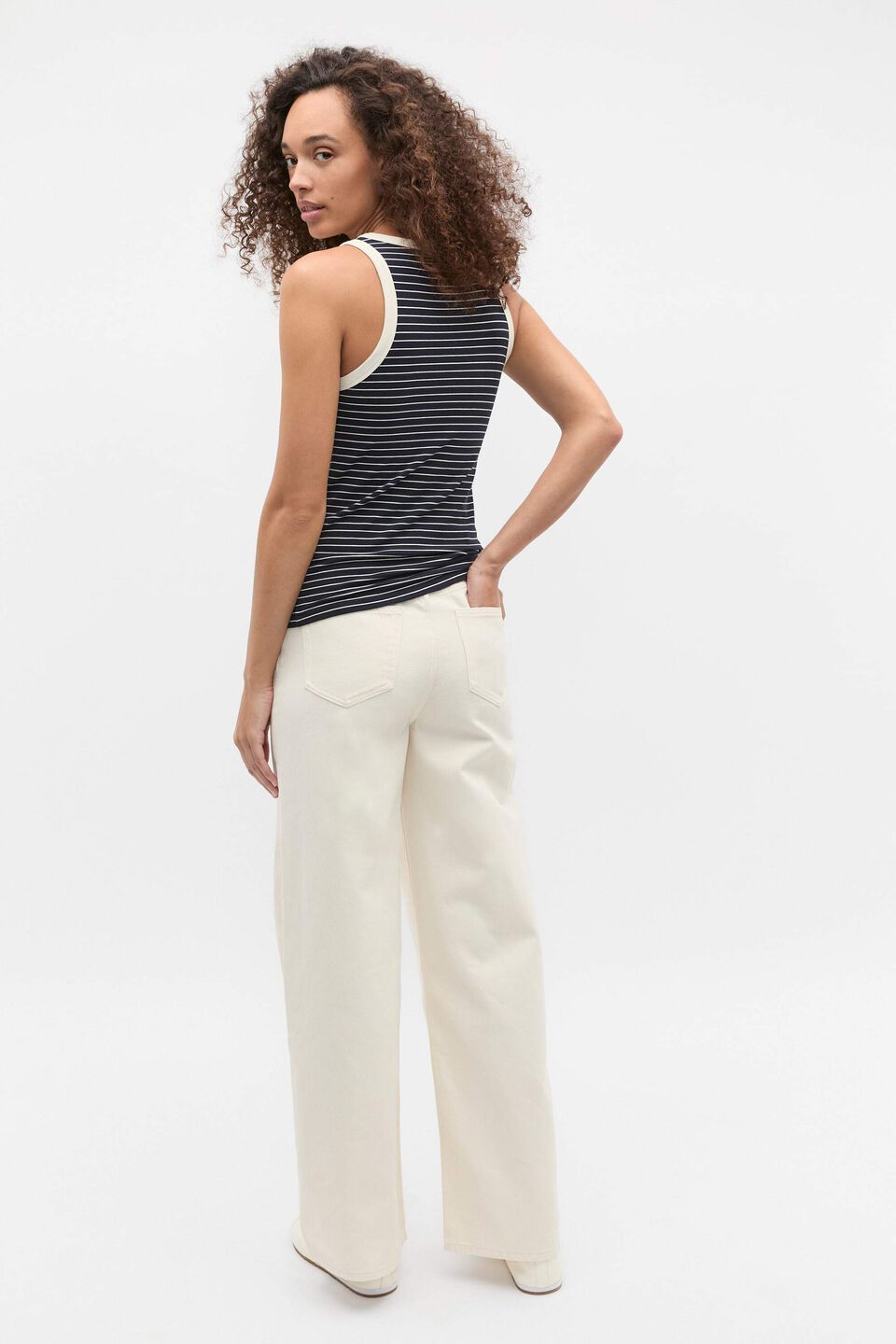 Contrast Fitted Tank  Twilight Blue Stripe