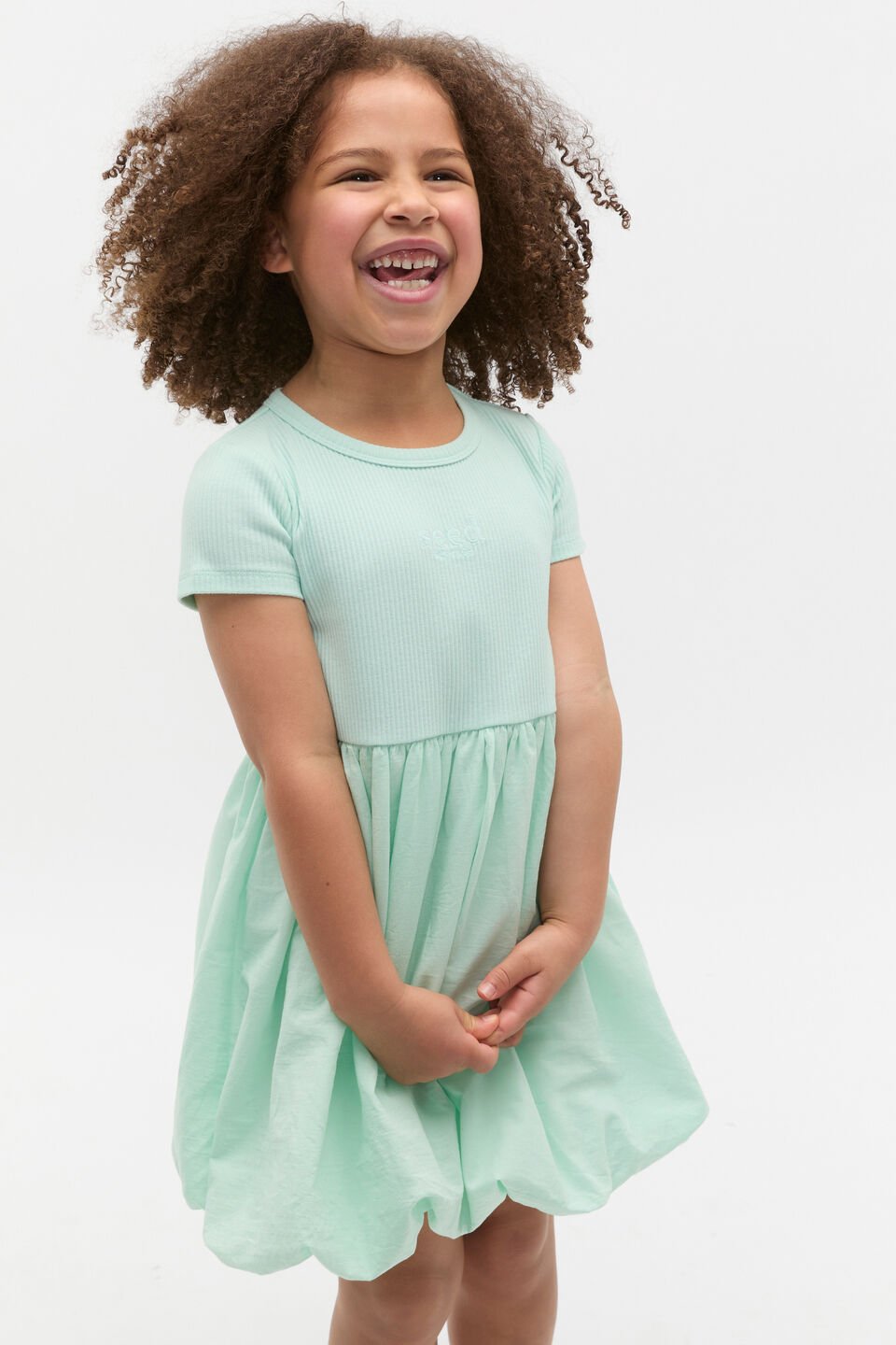 Spliced Logo Dress  Soft Mint