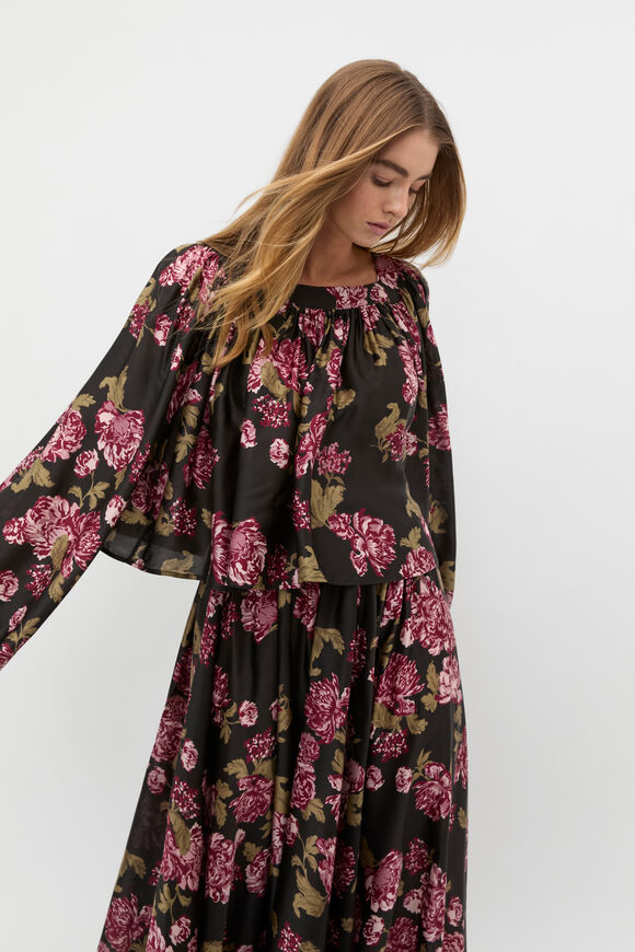 Silk Floral Square Neck Blouse  Floral Multi  hi-res