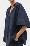 Linen Tie Detail Blouse  Twilight Blue  hi-res