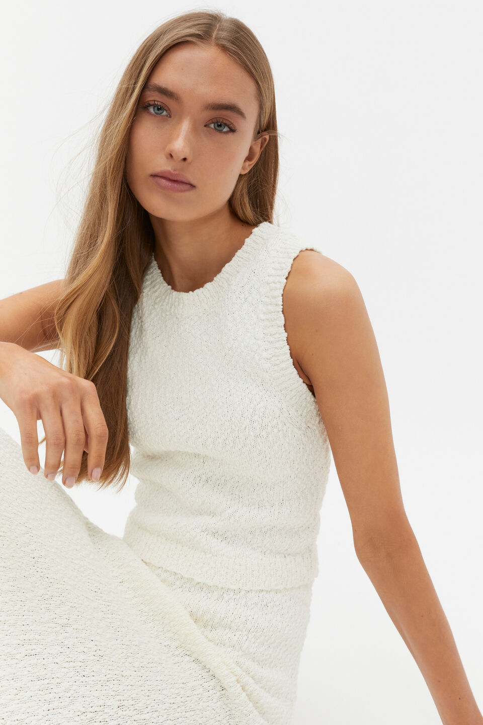 Textured Knit Tank  Cloud Cream