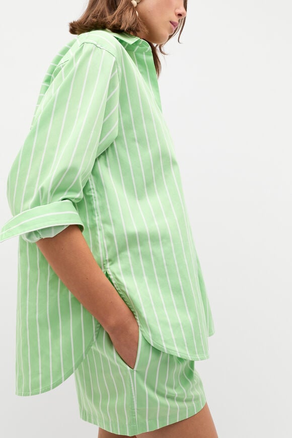 Cotton Stripe Pocket Shirt  Green Apple Stripe  hi-res