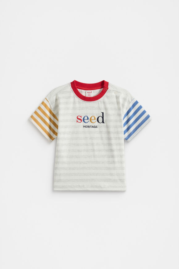 Stripe Core Logo Tee  Light Grey Marle  hi-res