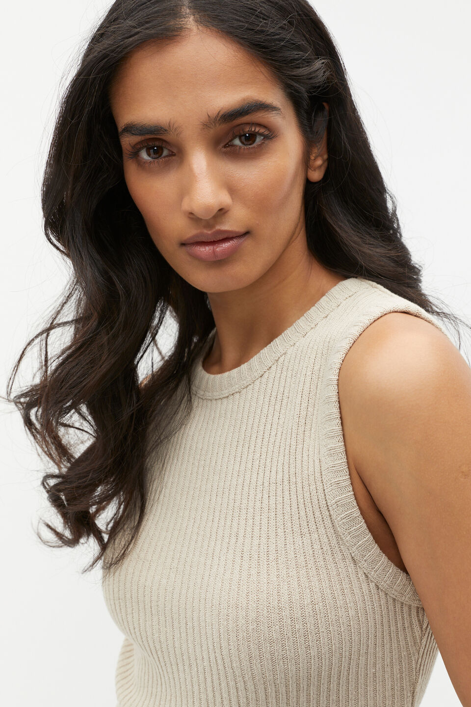 Textured Rib Tank  Cool Sand