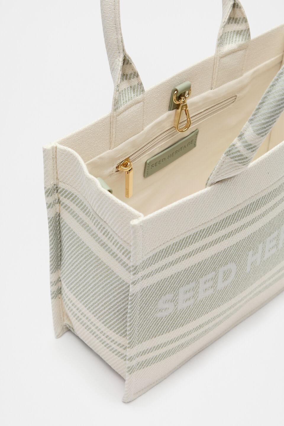 Woven Mini Structured Tote  Pale Olive