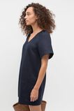 Linen V Neck Flutter Sleeve Mini Dress  Twilight Blue  hi-res