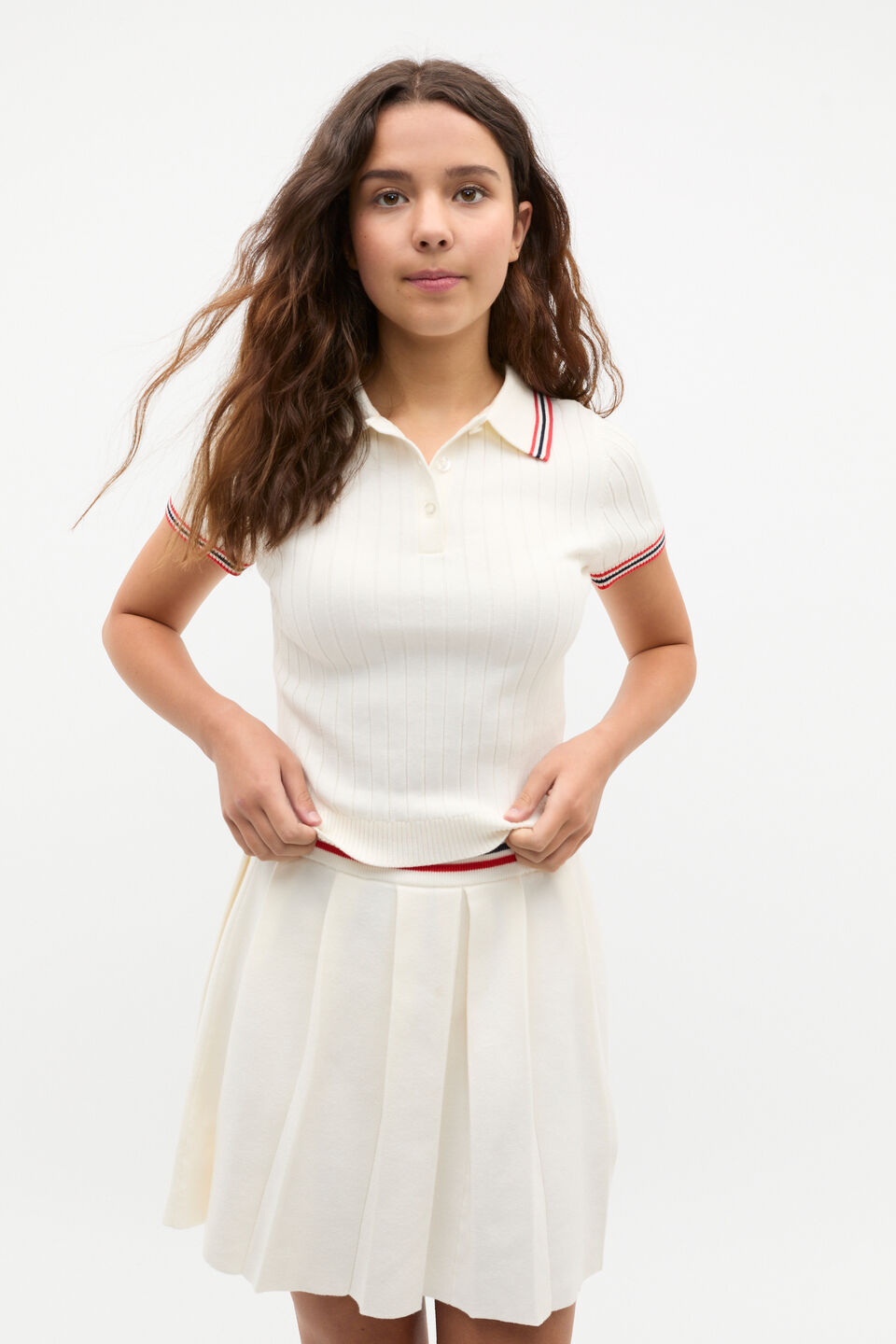 Knit Polo Tee  Light Cream
