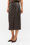 Leather Wrap Front Skirt  Dark Espresso  hi-res