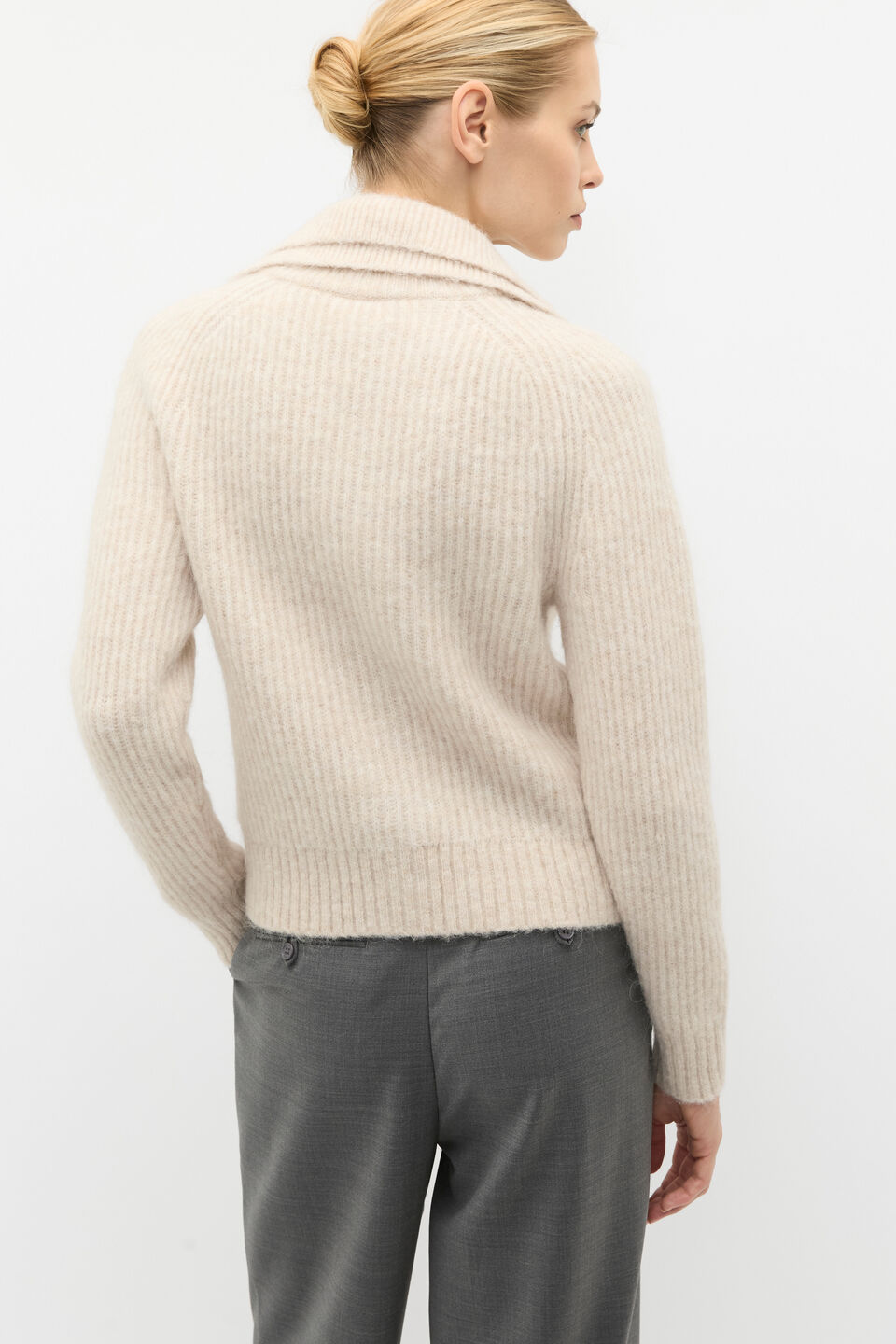 Button Down Knit Cardigan  Oat Marle