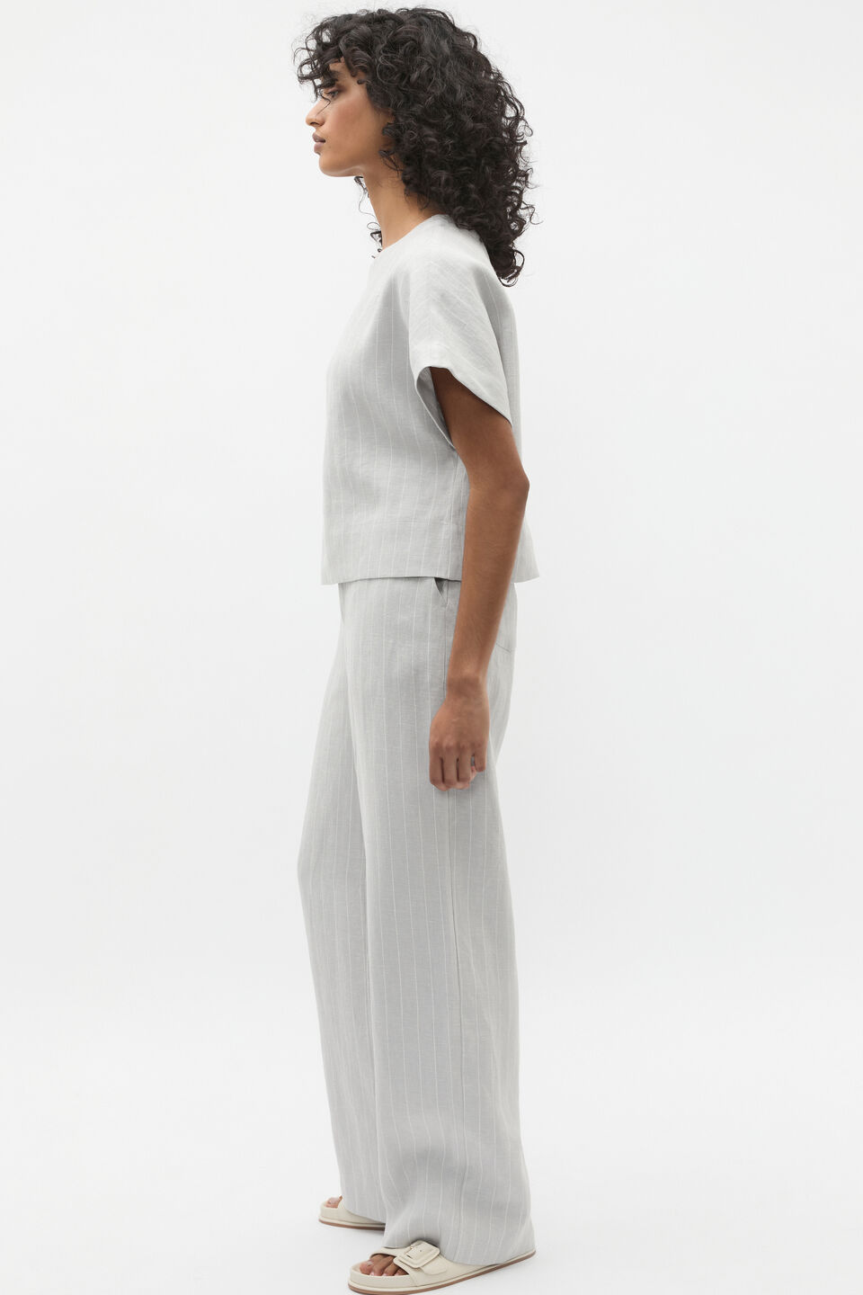 Linen Pinstripe Pant  Cloud Grey Pinstripe