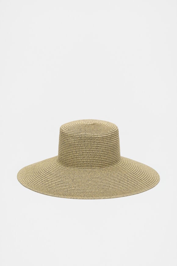 Two Tone Wide Brim Hat  Natural  hi-res