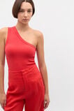 Rib One Shoulder Tank  Electric Crimson  hi-res