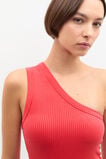Rib One Shoulder Tank  Electric Crimson  hi-res