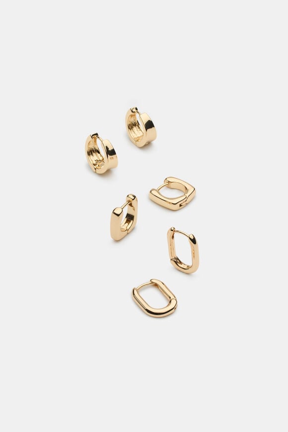 Rounded Earring Set  Gold  hi-res