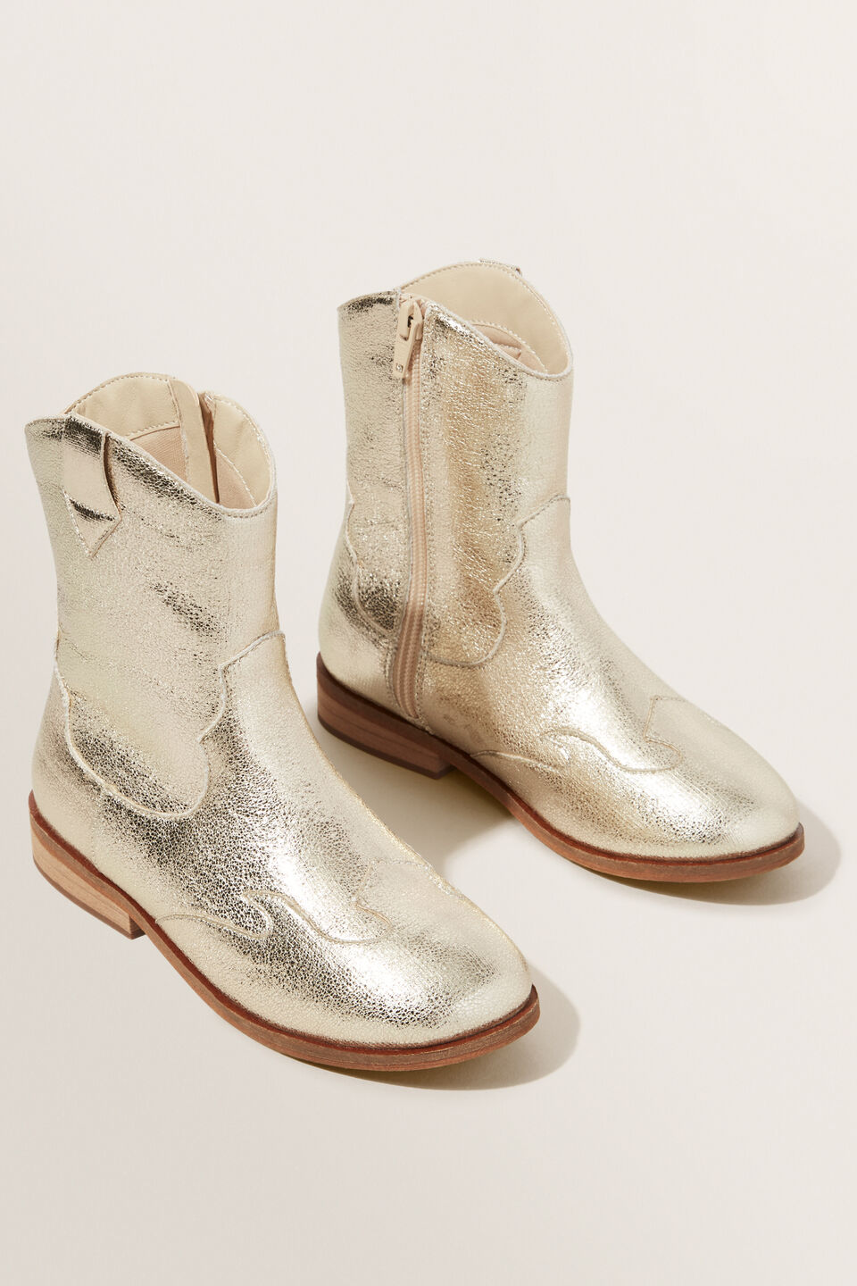 Metallic Cowboy Boot  Gold