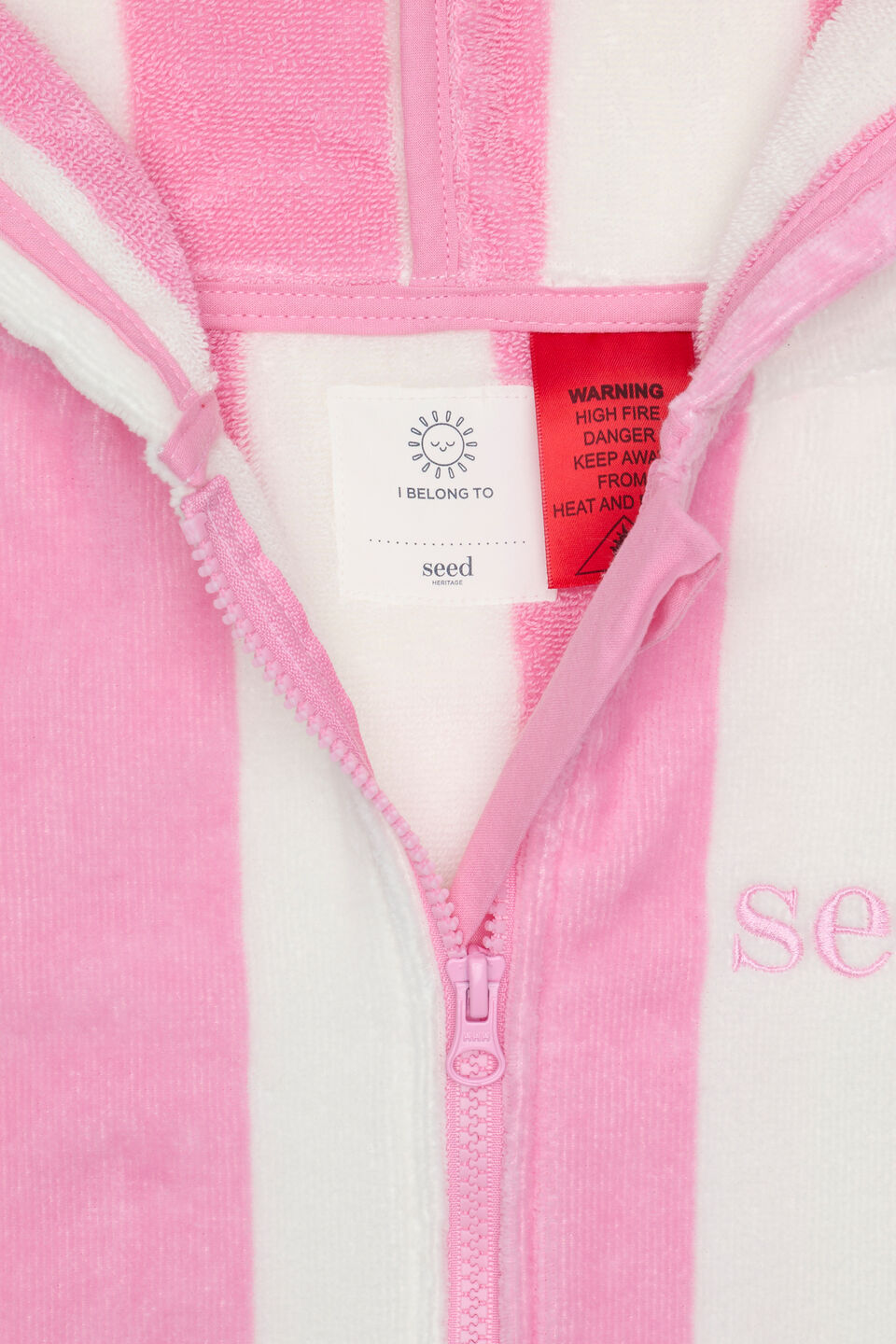 Mini Swim Zip Poncho  Candy Pink Stripe