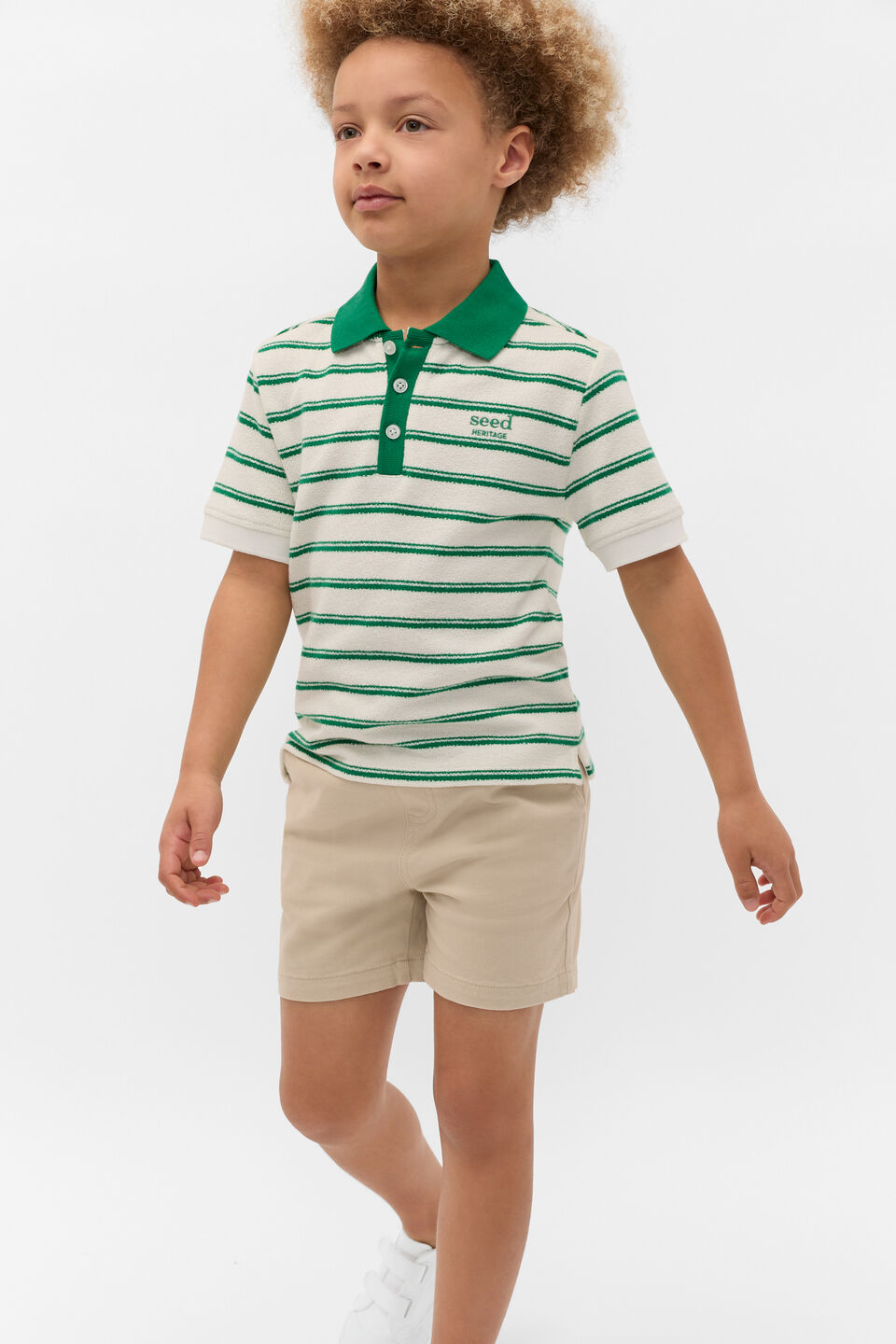 Boucle Knit Polo  Evergreen