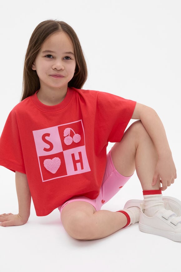 Grid Print Tee  Strawberry Red  hi-res