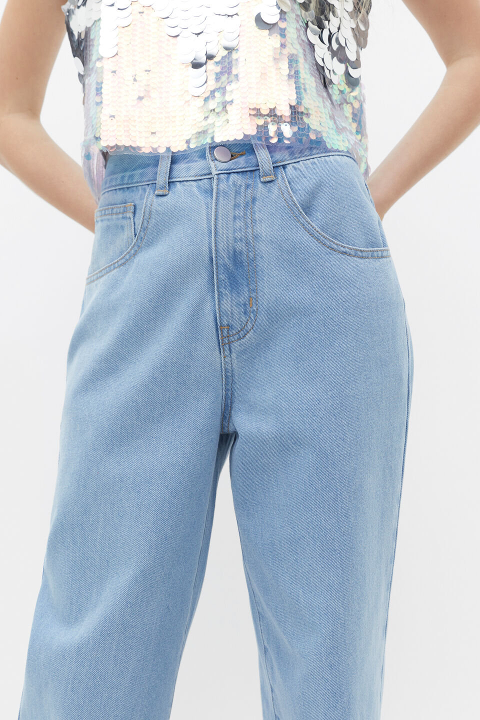 Straight Denim Jean  Washed Blue