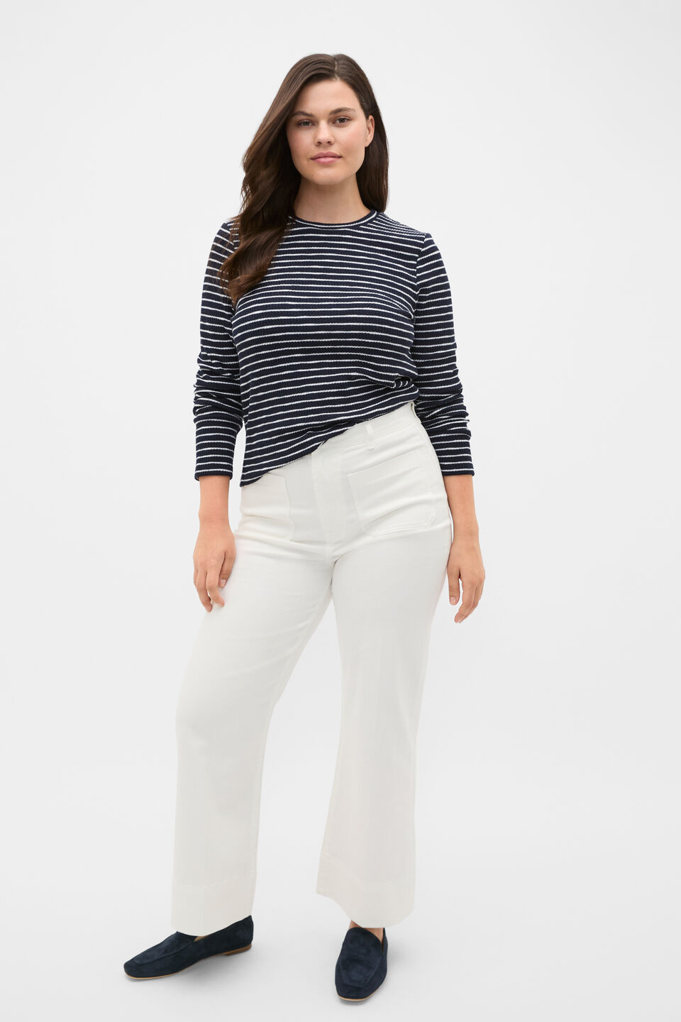 Self Stripe Textured Top  Twilight Blue Stripe