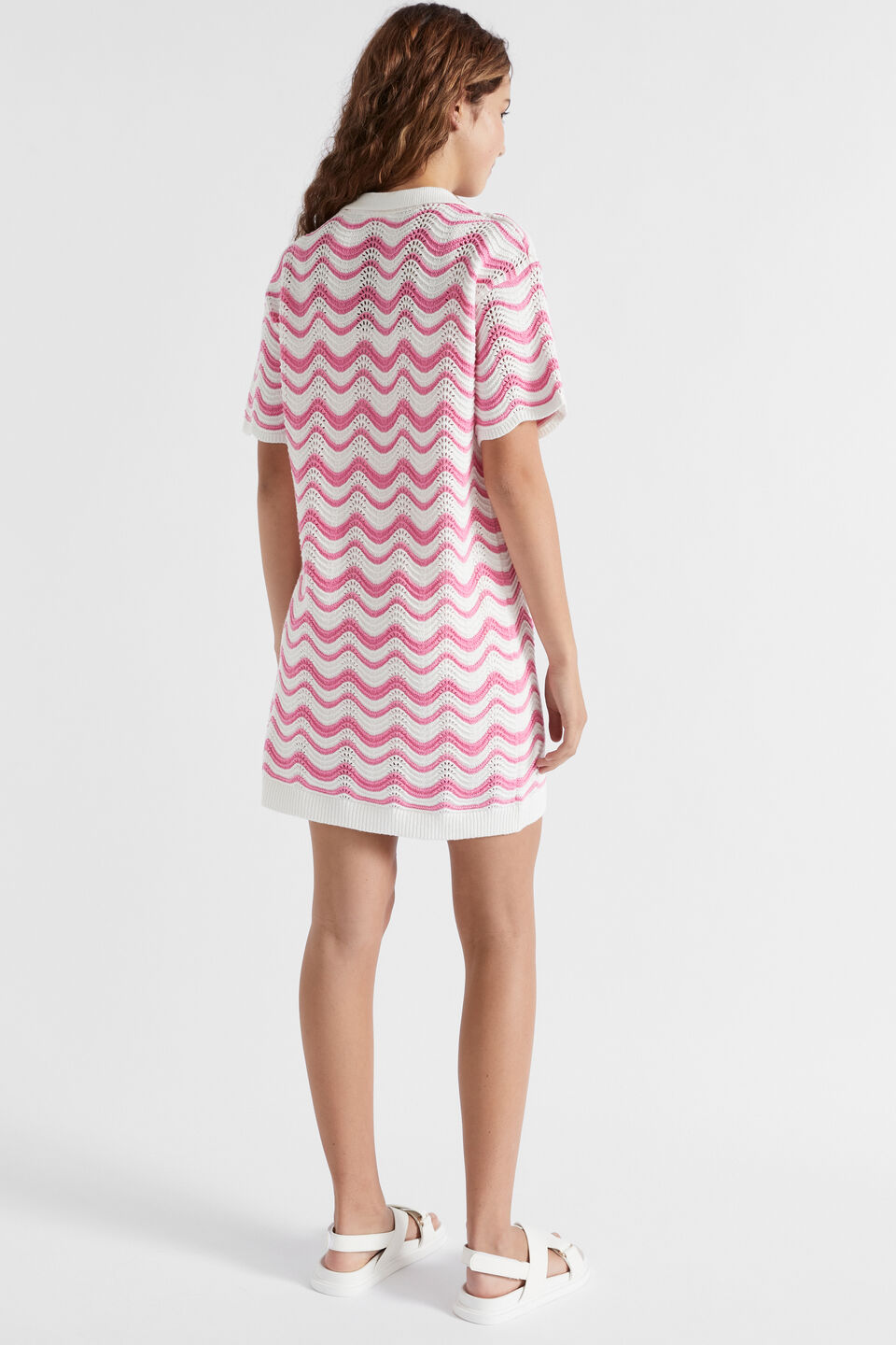 Crochet Shirt Dress  Aurora Pink Stripe