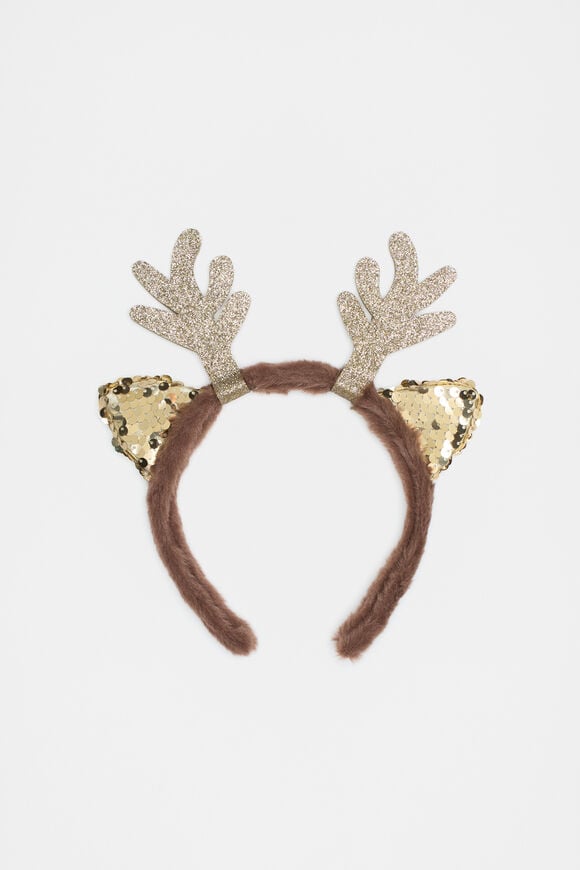 Sequin Fur Reindeer Headband  Multi  hi-res