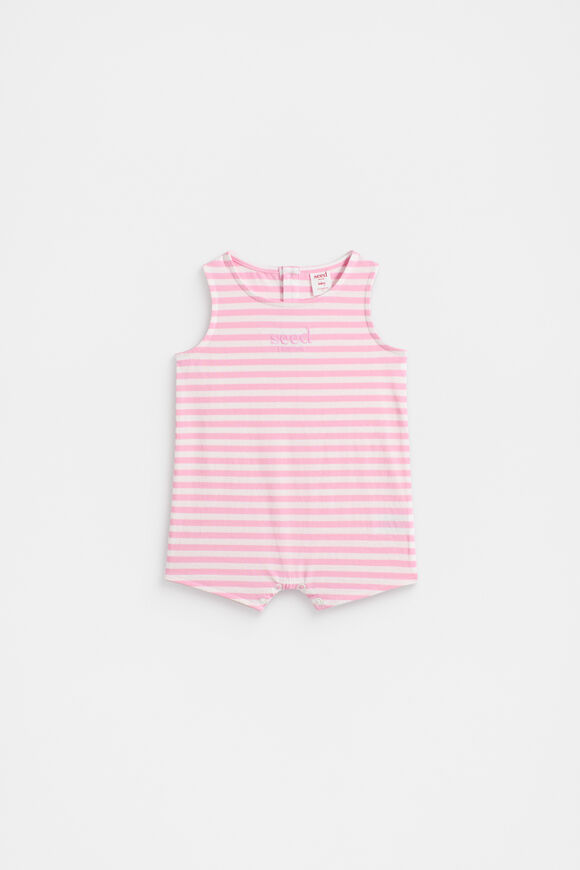Stripe Romper  Candy Pink  hi-res