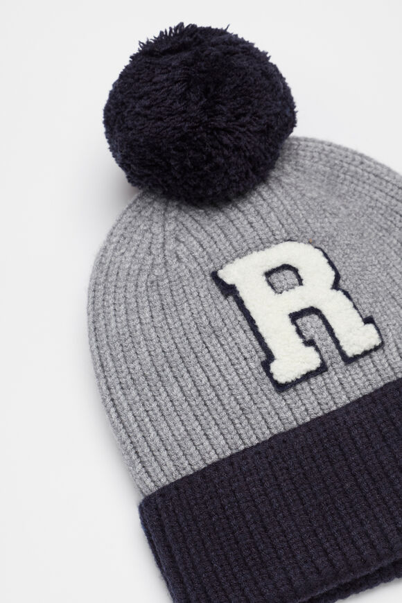 Colourblock Initial Beanie  R  hi-res